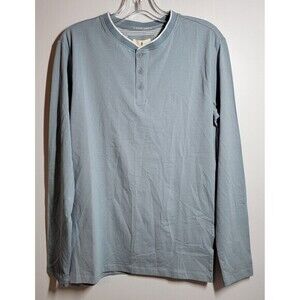 Scott James Long Sleeve Henley Shirt Men's M Slate White SJLS-23058-SLATEWHT